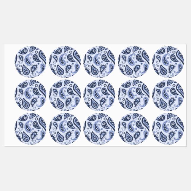 Blue Paisley Pattern Etiketten (Blatt)