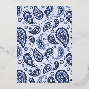 Blue Paisley Pattern Folien Feiertagskarte