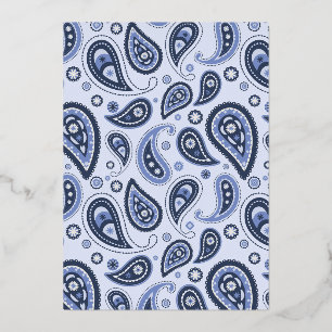 Blue Paisley Pattern Folien Feiertagskarte