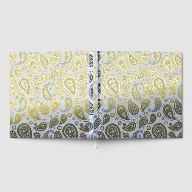 Blue Paisley Pattern Gästebuch (Voll)