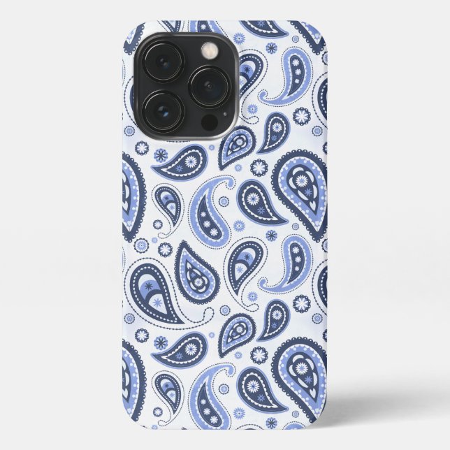 Blue Paisley Pattern iPhone Hülle (Rückseite)