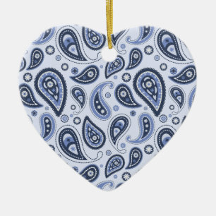 Blue Paisley Pattern Keramik Ornament
