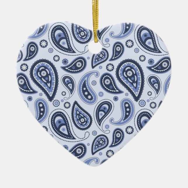 Blue Paisley Pattern Keramik Ornament (Vorne)