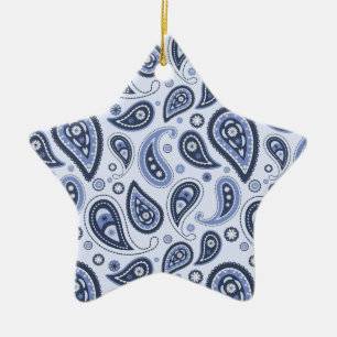 Blue Paisley Pattern Keramik Ornament