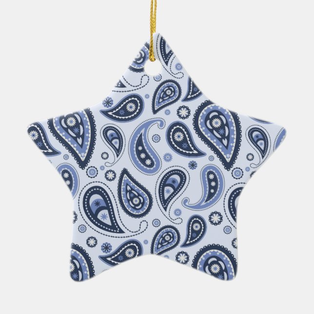 Blue Paisley Pattern Keramik Ornament (Vorne)