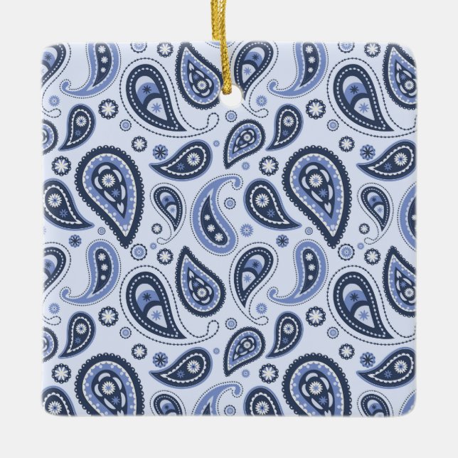 Blue Paisley Pattern Keramikornament (Vorderseite)