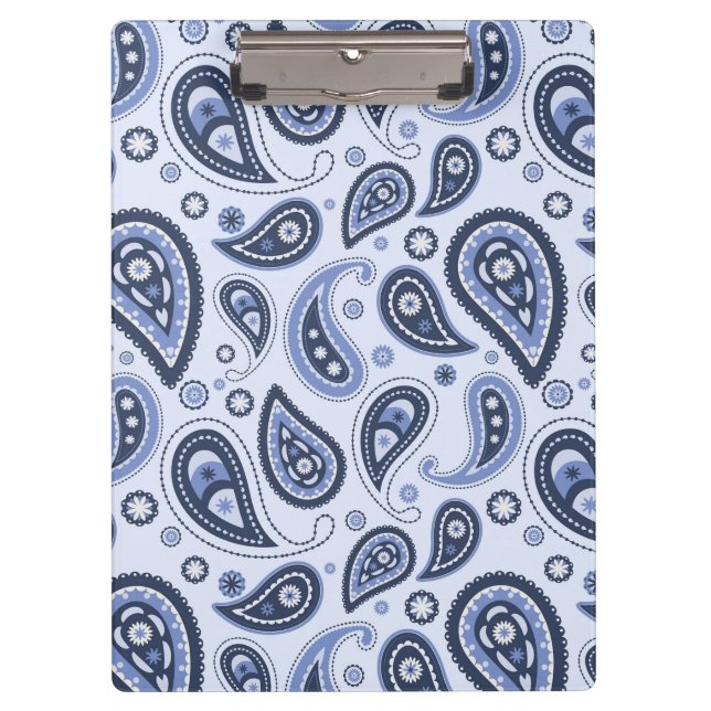 Blue Paisley Pattern Klemmbrett (Vorderseite)