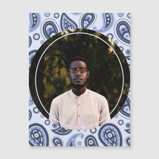 Blue Paisley Pattern Magnetkarte (Vorderseite)