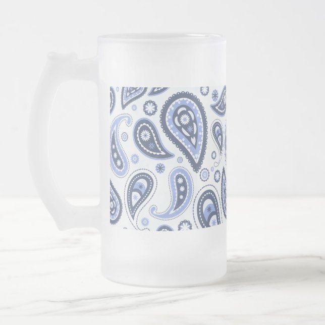 Blue Paisley Pattern Mattglas Bierglas (Links)