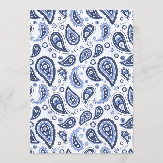 Blue Paisley Pattern Menükarte (Vorderseite)