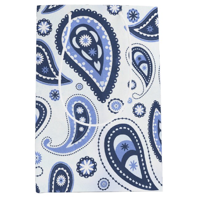 Blue Paisley Pattern Mittlere Geschenktüte (Vorderseite)