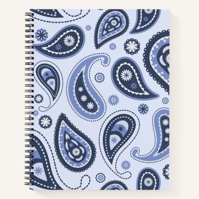 Blue Paisley Pattern Notizbuch (Vorderseite)