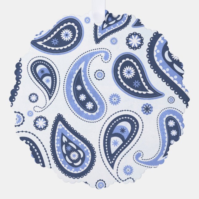 Blue Paisley Pattern Ornament Karte (Vorderseite)