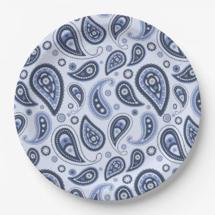 Blue Paisley Pattern Pappteller