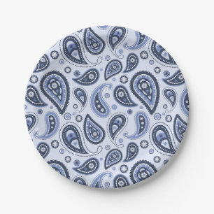 Blue Paisley Pattern Pappteller