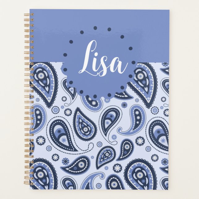 Blue Paisley Pattern Planer (Vorderseite)