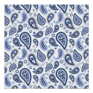 Blue Paisley Pattern Poster