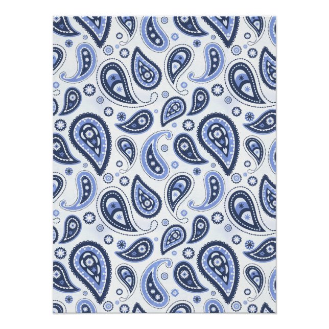 Blue Paisley Pattern Poster (Vorderseite)