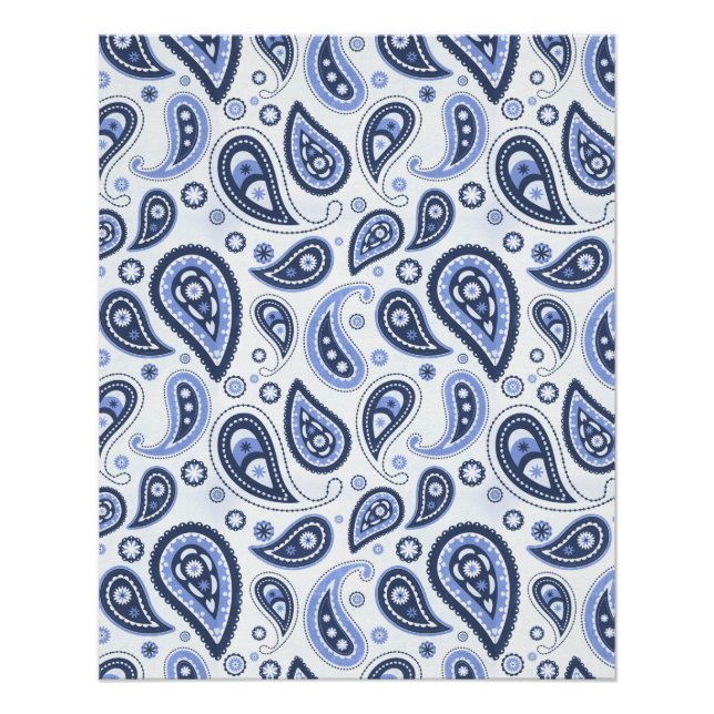 Blue Paisley Pattern Poster (Vorderseite)