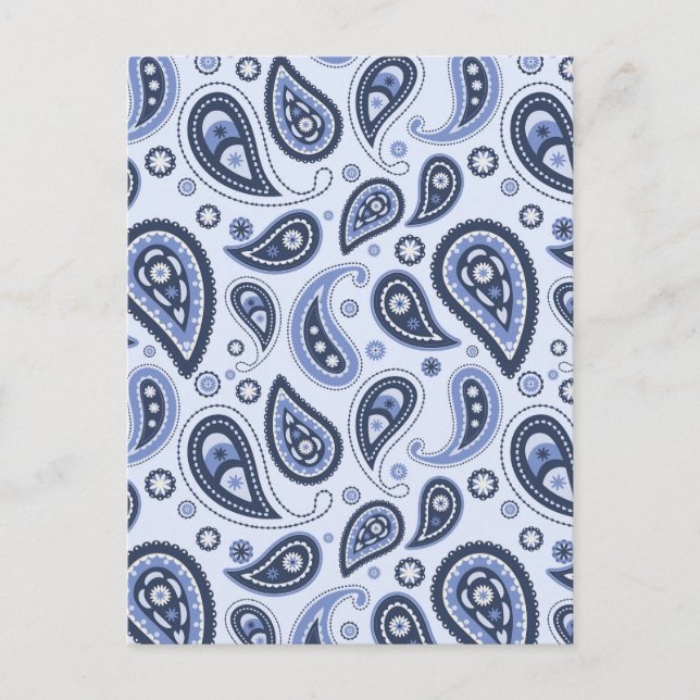 Blue Paisley Pattern Postkarte (Vorderseite)