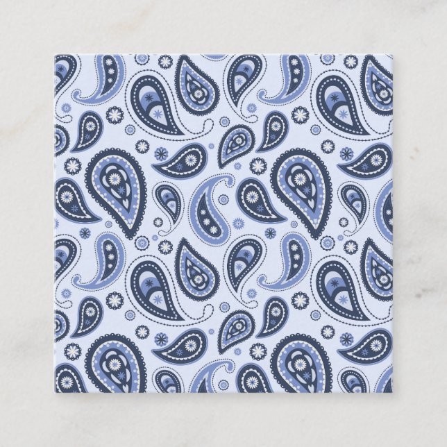 Blue Paisley Pattern Quadratische Visitenkarte (Vorderseite)