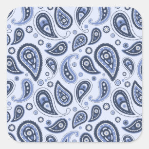 Blue Paisley Pattern Quadratischer Aufkleber