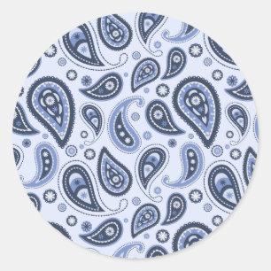 Blue Paisley Pattern Runder Aufkleber