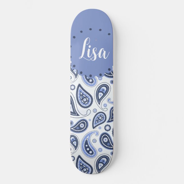 Blue Paisley Pattern Skateboard (Vorderseite)