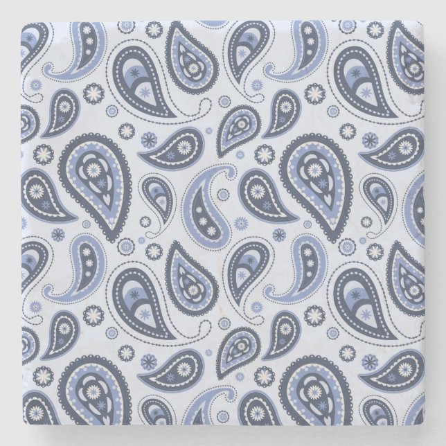Blue Paisley Pattern Steinuntersetzer (Vorderseite)