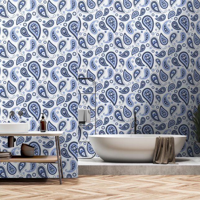 Blue Paisley Pattern Tapete (Badezimmer)