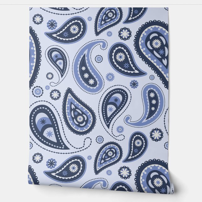 Blue Paisley Pattern Tapete (Abrollen)