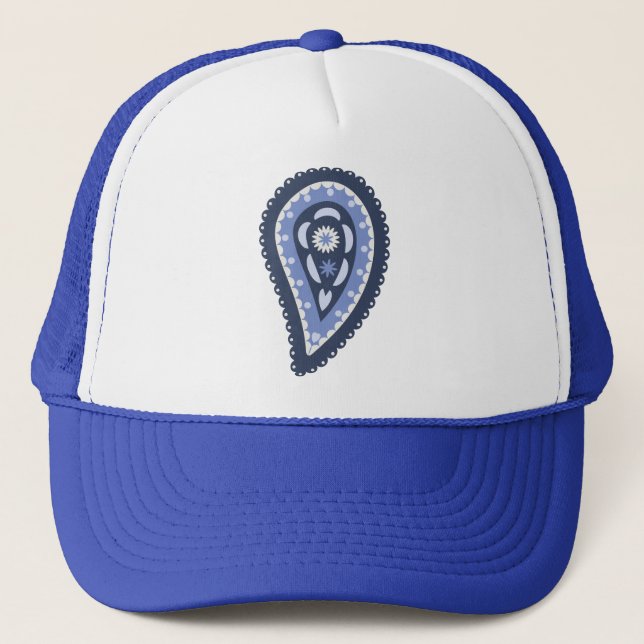 Blue Paisley Pattern Truckerkappe (Vorderseite)