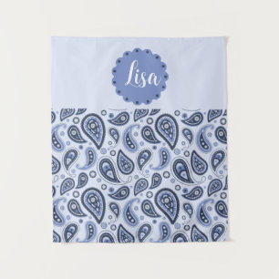 Blue Paisley Pattern Wandteppich