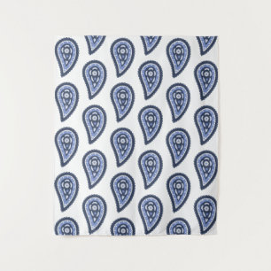Blue Paisley Pattern Wandteppich