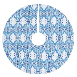 Blue Paisley Polyester Weihnachtsbaumdecke