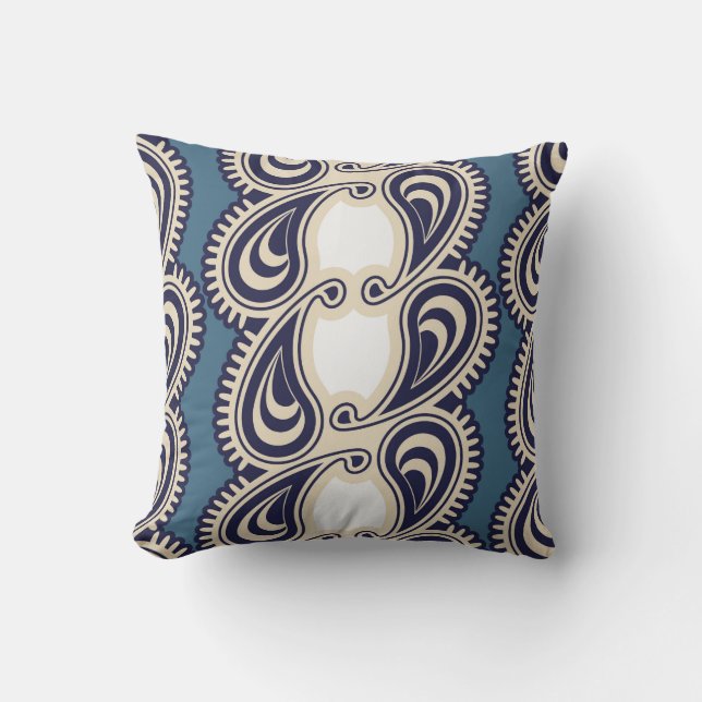 Blue Paisley Reversible Design Pillow Kissen (Vorderseite)