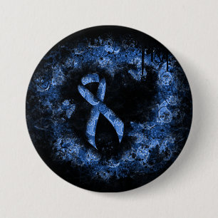 Blue Paisley Ribbon Grunge Herz Button