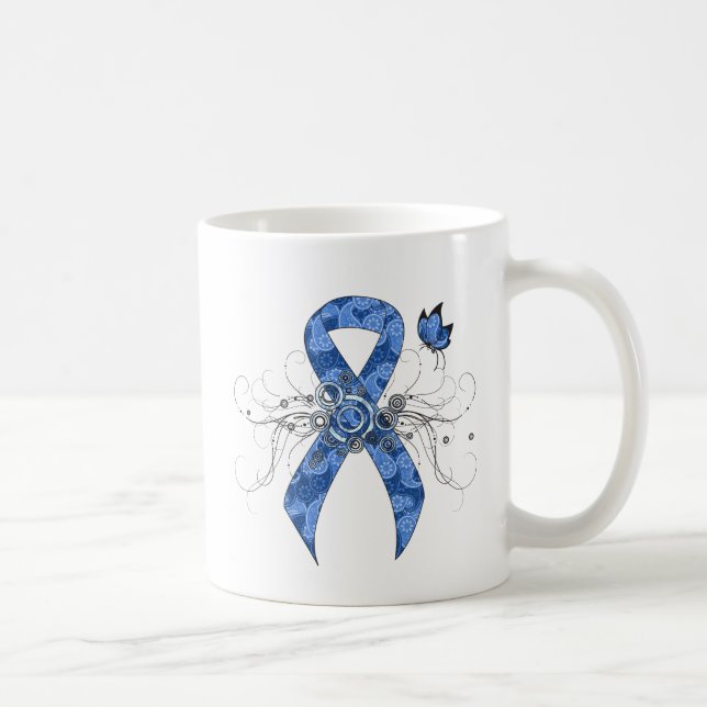 Blue Paisley Ribbon mit Butterfly Kaffeetasse (Rechts)
