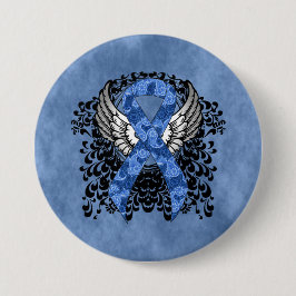 Blue Paisley Ribbon mit Wings Button