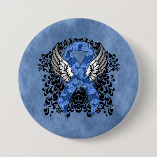 Blue Paisley Ribbon mit Wings Button