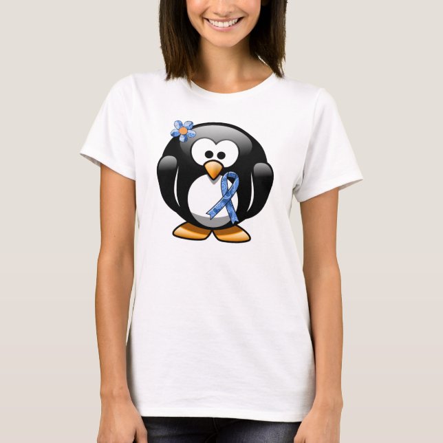 Blue Paisley Ribbon Penguin T-Shirt (Vorderseite)