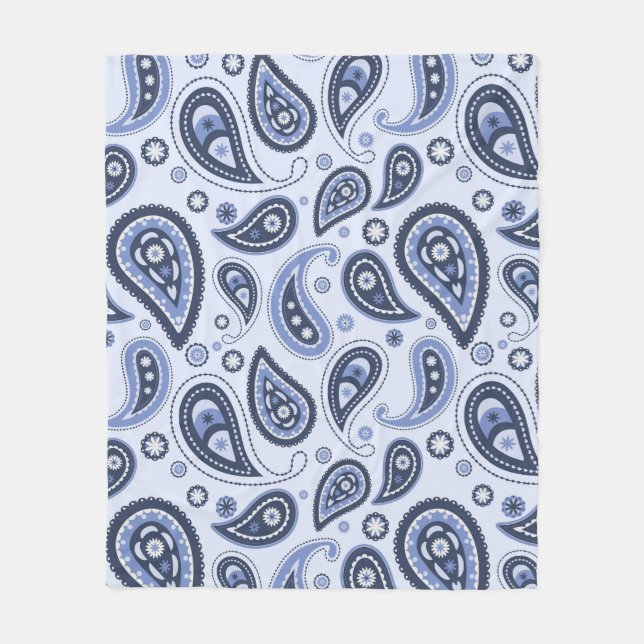 Blue Paisley Seamless Pattern Fleecedecke (Vorderseite)