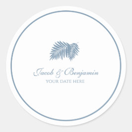 Blue Palm Round Aufkleber