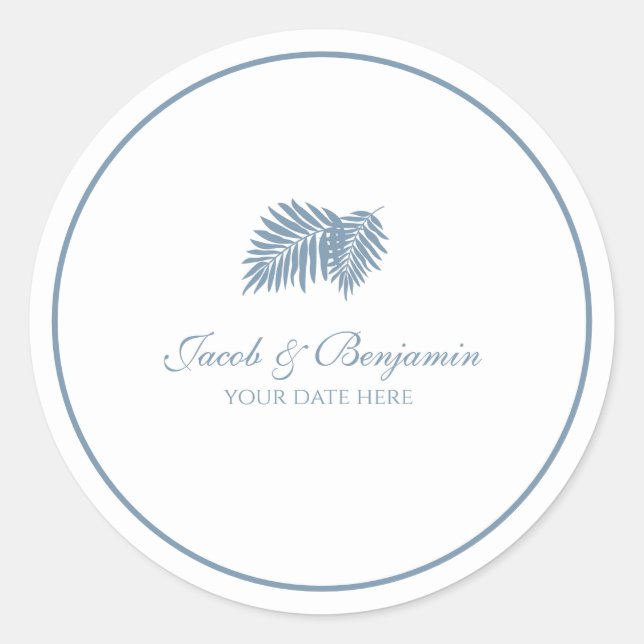 Blue Palm Round Aufkleber (Vorderseite)