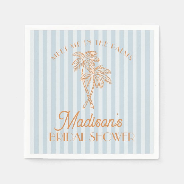 Blue Palm Spring Pastel Beach Brautparty Serviette (Vorderseite)