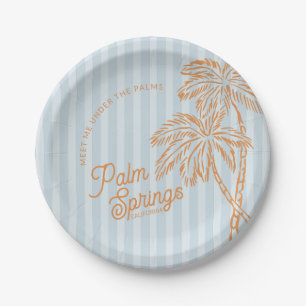Blue Palm Spring Pastel Beach Gastgeschenke Pappteller