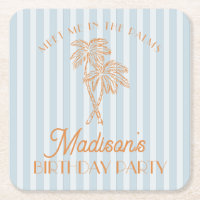 Blue Palm Spring Pastel Beach Geburtstagsparty