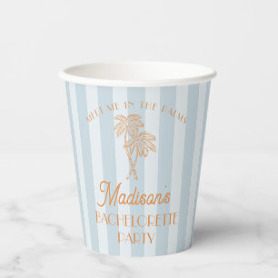 Blue Palm Spring Pastel Beach Junggeselinnen-Absch Pappbecher