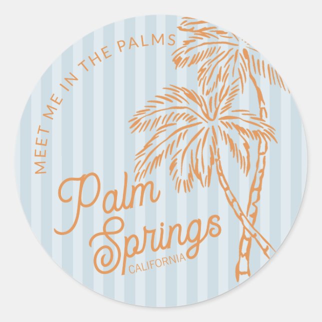 Blue Palm Spring Pastel Beach Party Envelope Favor Runder Aufkleber (Vorderseite)