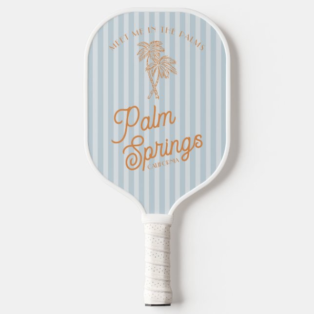 Blue Palm Spring Pastel Beach Party Pickleball Schläger (Vorderseite)